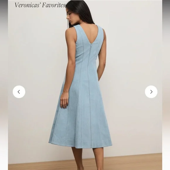 Veronica Beard Lou pleated midi dress. Light wash denim. Size 6. NWT - Picture 3 of 9